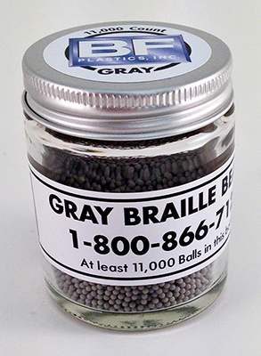 Braille Beads Gray Acrylic 11,000 Per Jar